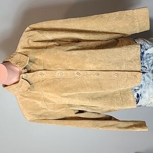 Vintage Suede Leather Jacket 90s Womens Size LP Y2K Western Floral‎